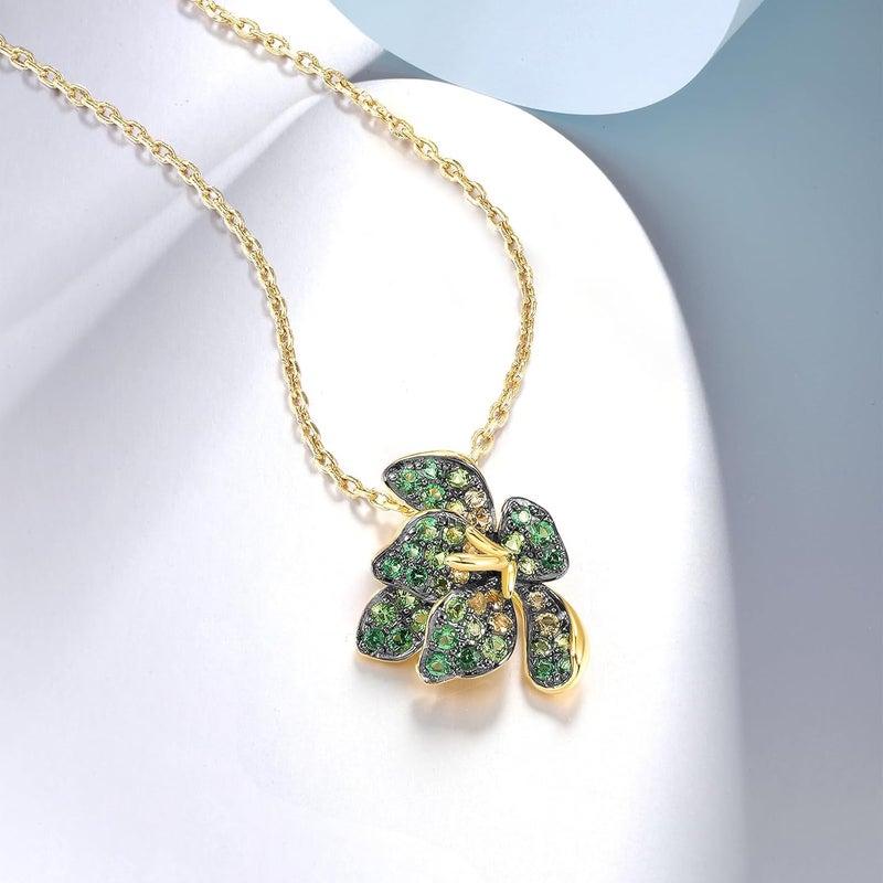 Santuzza Sterling Silver Gemstone Flower Pendant for Women - Image 3